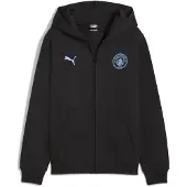 Puma Manchester City FtblEssentials Hooded Jacket Youth, Clothing, Black/Light Blue, 9-10Y