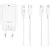 XO USB-lader med USB-C PD 20W + USB-C til Lightning-kabel