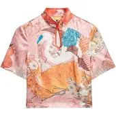 Superdry Mandarin Jacquard Kortarmet T-skjorte