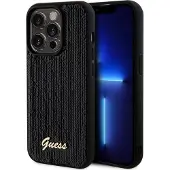 GUESS Sequin Script metallveske for iPhone 14 Pro Max - svart