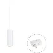 QAZQA Design pendellampe hvit inkl. skinnadapter 3-fase - 3-fase Tubo