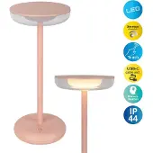 Näve LED-terrasselampe Pasi, rosa Høyde 26 cm Metall Touch