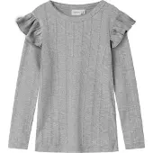 Name it Genser - Noos - NmfJulia - Grey Melange m. Hullmønster - - 2 år (92) - Genser