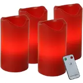 Star Trading Candle LED-lys i 4-er sett med fjernkontroll, rød