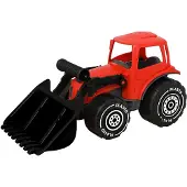 Plasto Tractor with frontloader. Red. 32 cm