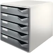 Leitz - Skuffskap - 5 skuffer - for A4 (210 x 297 mm) - blekgrå med mørkegrå bakker