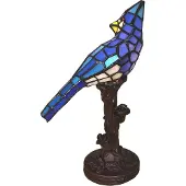 Clayre & Eef Bordlampe 5LL-6102BL fugl, blå Tiffany-stil