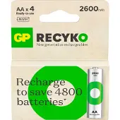 GP Recyko 2600 mAh AA/HR6 4-pakning
