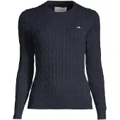 Gant for woman. 4800100 Round neck jumper in navy stretch cotton jersey with eights knitted fabric (XL), Casual