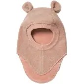 Huttelihut Balaclava - Ull/Bomull - 2-lags - Plys - Rose Melange - - 0-1 år (50-80) - Balaclava - dobbel