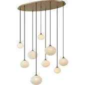QAZQA Art Deco Pendellampe Gull med Opal Glass 9-Lys - Yani