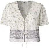 Pepe Jeans for woman. PL305106 Blouse Liliana white (XS), Casual, Cotton, Short sleeve