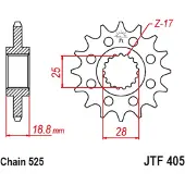 JT Sprockets 525 Rb Fremre Tannhjul
