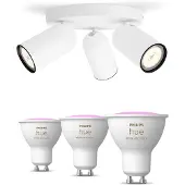 Philips Pongee Med 3 Spotter, Hvite + 3 Fargede Gu10-pærer