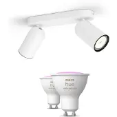 Philips Pongee Med 2 Spotter, Hvite + 2 Fargede Gu10-pærer
