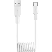 Puro 10W USB-A - USB-C spiralkabel 1 m - hvit