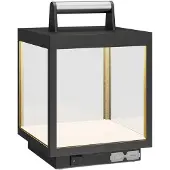LUCANDE LED oppladbar bordlampe Cube, aluminium, IP54, dimbar