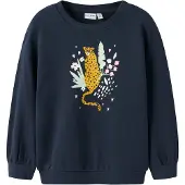 Name it Collegegenser - NmfValona - Navy Blazer/Cheetah - - 2 år (92) - Collegegenser