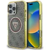 GUESS IML metallglitter 4G sirkel triangel MagSafe-etui for iPhone 16 Pro - Brun