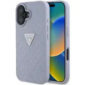 GUESS Hot Stamp 4G-mønster trekant metallogo iPhone 16 etui - lilla
