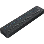 ORICO CT2U3-16AB 16x USB-A 3.0-hub med brytere - svart