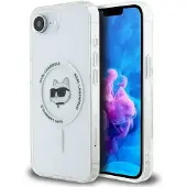 Karl Lagerfeld IML Choupette Head MagSafe iPhone 16e-etui i metall - hvit