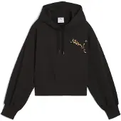 Puma LEO LUXE Relaxed Cropped Hoodie Women, Clothing, Black, L