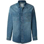 Pepe Jeans for man. PM309081 Weston blue shirt (M), Casual, Cotton, Long sleeve