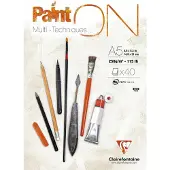 Clairefontaine Paint-On Blok A5 250gram 40 ark hvidt papir, multi teknik, toplimet