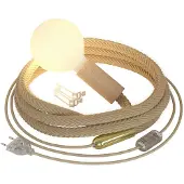 Creative Cables Uten Pære Plug-in Lampe Med Flettet Jute Tau