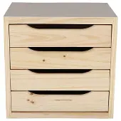 Wellhome Kommode Med 4 Skuffer Ubehandlet Uten Lakk