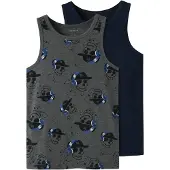 Name it Undertrøyer - Noos - Nkm - 2-pack - Grey/Dark Sapphire - - 6 år (116) - Undertrøye