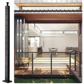 Vevor Kabelrekkverksstolpe, 42" x 1" x 2" stål horisontalt hull dekkrekkverksstolpe, 12 forhåndsborede hull, SUS304 kabelrekkverksstolpe i rustfritt stål med horisontal og buet brakett, LGZH106.72.55C