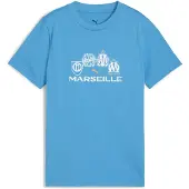 Puma Olympique de Marseille FtblCulture Tee Youth, Clothing, Azure/White, 7-8Y