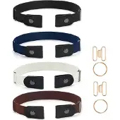 INF Elastisk belte uten spenne, 4-pakning Black/DarkBlue/White/Brown