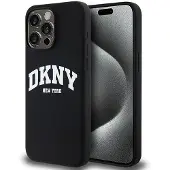 DKNY MagSafe iPhone 13 Pro Max-etui i flytende silikon med hvit trykt logo - svart