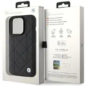BMW Quiltet skinnveske for iPhone 15 Pro Max - svart