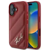 Karl Lagerfeld Diagonal Quilted Script iPhone 16-etui - rød