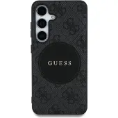 GUESS 4G Round Patch Classic Logo MagSafe-etui for Samsung Galaxy S25 Plus svart