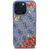 GUESS 4G Flowers Print MagSafe-etui for iPhone 16 Pro - blå