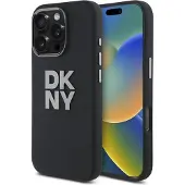 DKNY Liquid Silicone metallogo iPhone 16 Pro-etui - svart