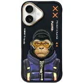 Nimmy Cool&Cute 2.0 Monkey-etui for iPhone 16 - svart