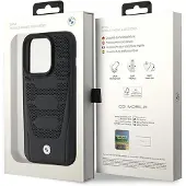 BMW Lær Seter Mønster tilfelle for iPhone 15 Pro Max - svart