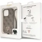 GUESS GUHCP14LP4TDSCPW-etui for iPhone 14 Pro - brun Crossbody 4G Metal Logo
