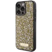GUESS Rhinestone Metal Logo etui for iPhone 15 Pro Max - gul