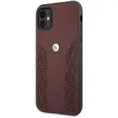BMW Curve-perforert lærveske til iPhone 11 / Xr - rød