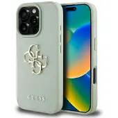 GUESS Grained Big 4G Logo Small Classic Logoetui til iPhone 16 Pro Max - grønn