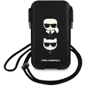 Karl Lagerfeld Saffiano Ikonik Karl&Choupette Head 6,7'' veske - Svart