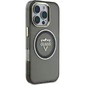 GUESS IML MagSafe-etui med metallfjelllogo iPhone 16 Pro Max-etui - svart