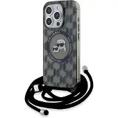 Karl Lagerfeld IML Crossbody Monogram Karl & Choupette MagSafe Case for iPhone 15 Pro - Black